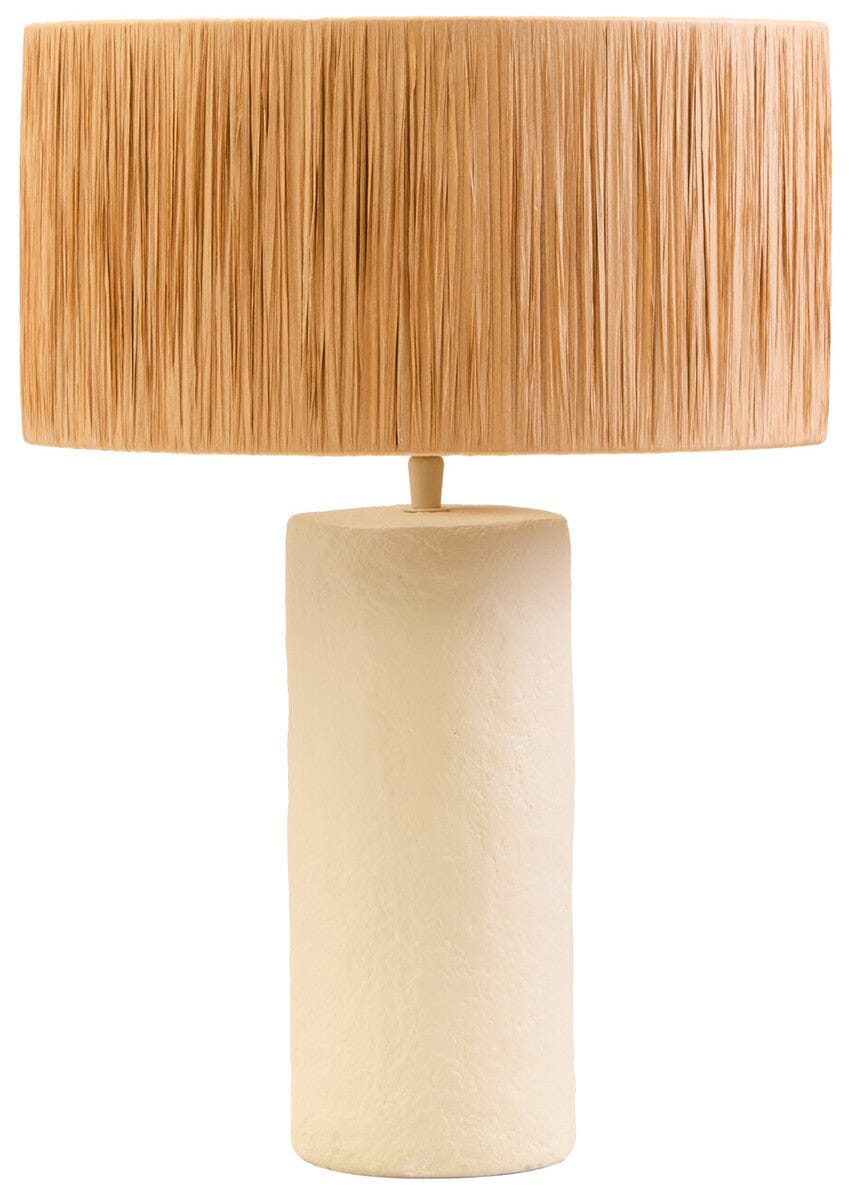 Hamilton Interiors Accessories Carta Natural Papier Mache Table Lamp With Natural Raffia Shade House of Isabella UK