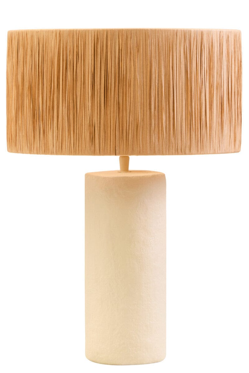 Hamilton Interiors Accessories Carta Natural Papier Mache Table Lamp With Natural Raffia Shade House of Isabella UK