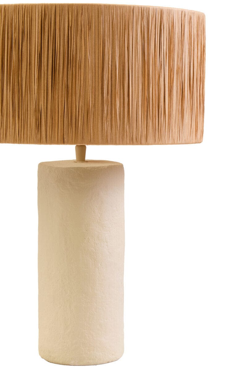 Hamilton Interiors Accessories Carta Natural Papier Mache Table Lamp With Natural Raffia Shade House of Isabella UK