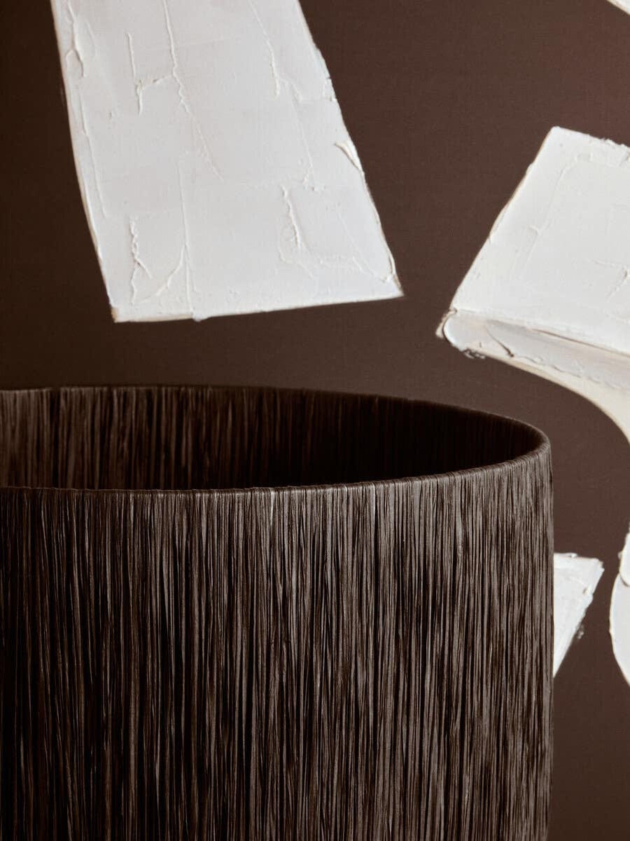 Hamilton Interiors Accessories Carta White Papier Mache Table Lamp With Black Raffia Shade House of Isabella UK