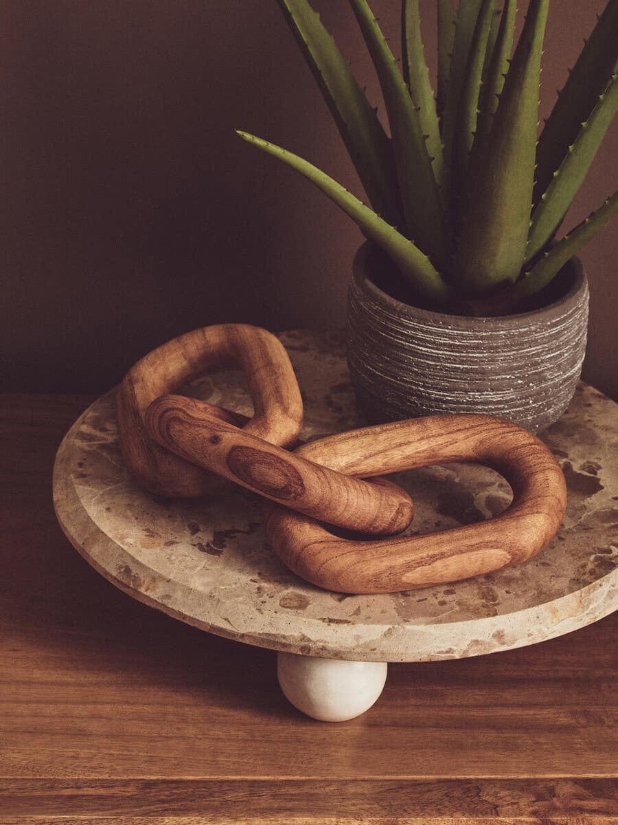 Hamilton Interiors Accessories Cato Natural Wood 3 Link Chain Decor House of Isabella UK