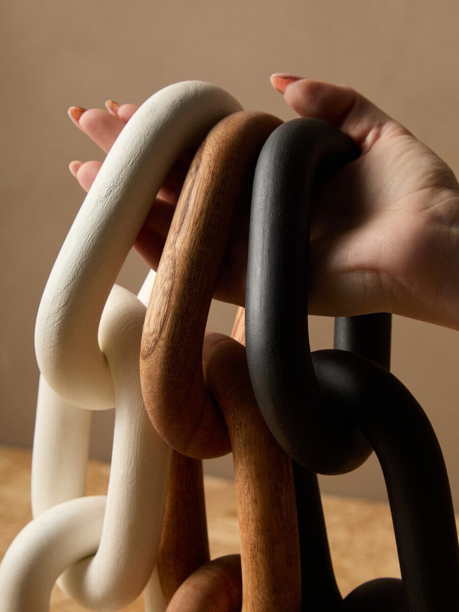 Hamilton Interiors Accessories Cato White Wood 5 Link Chain Decor House of Isabella UK