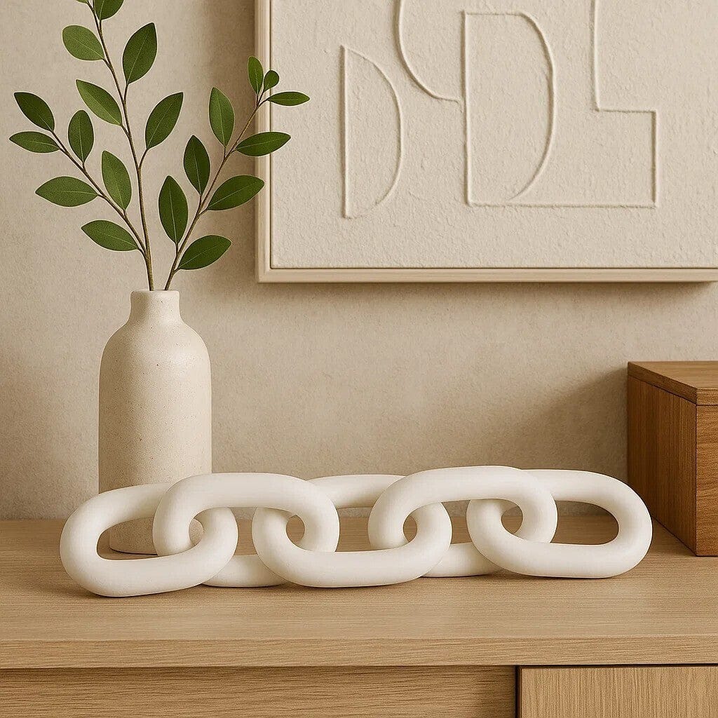 Hamilton Interiors Accessories Cato White Wood 5 Link Chain Decor House of Isabella UK