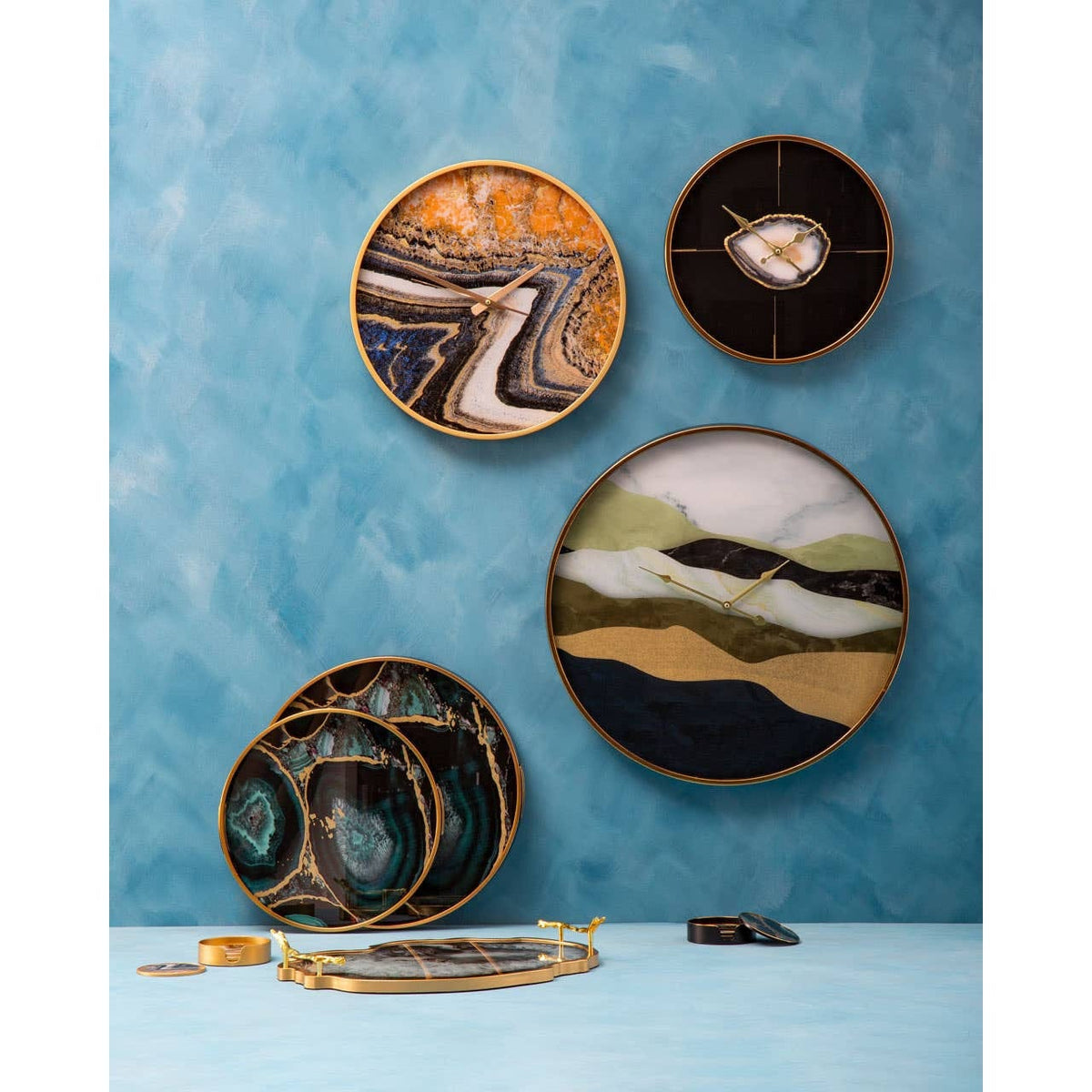 Hamilton Interiors Accessories Celina Black And Gold Agate Tray House of Isabella UK