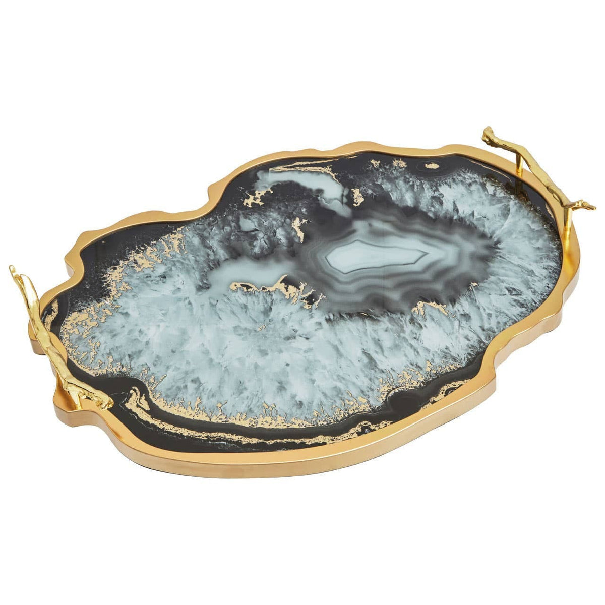 Hamilton Interiors Accessories Celina Black And Gold Agate Tray House of Isabella UK