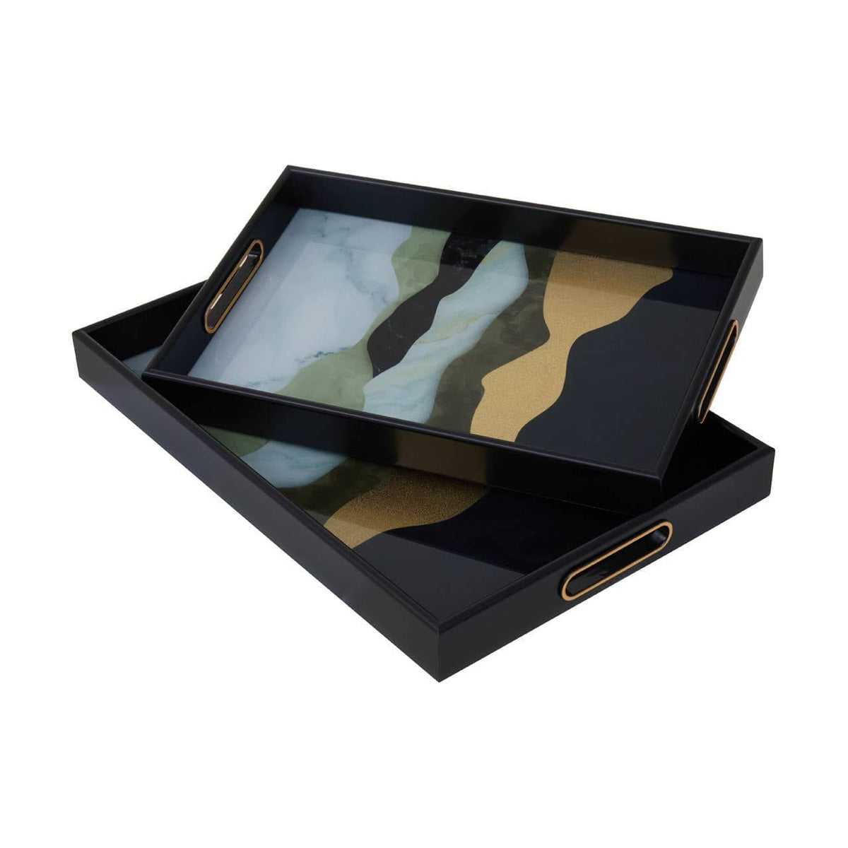 Hamilton Interiors Accessories Celina Set Of Two Assorted Colour Rectangular Trays House of Isabella UK