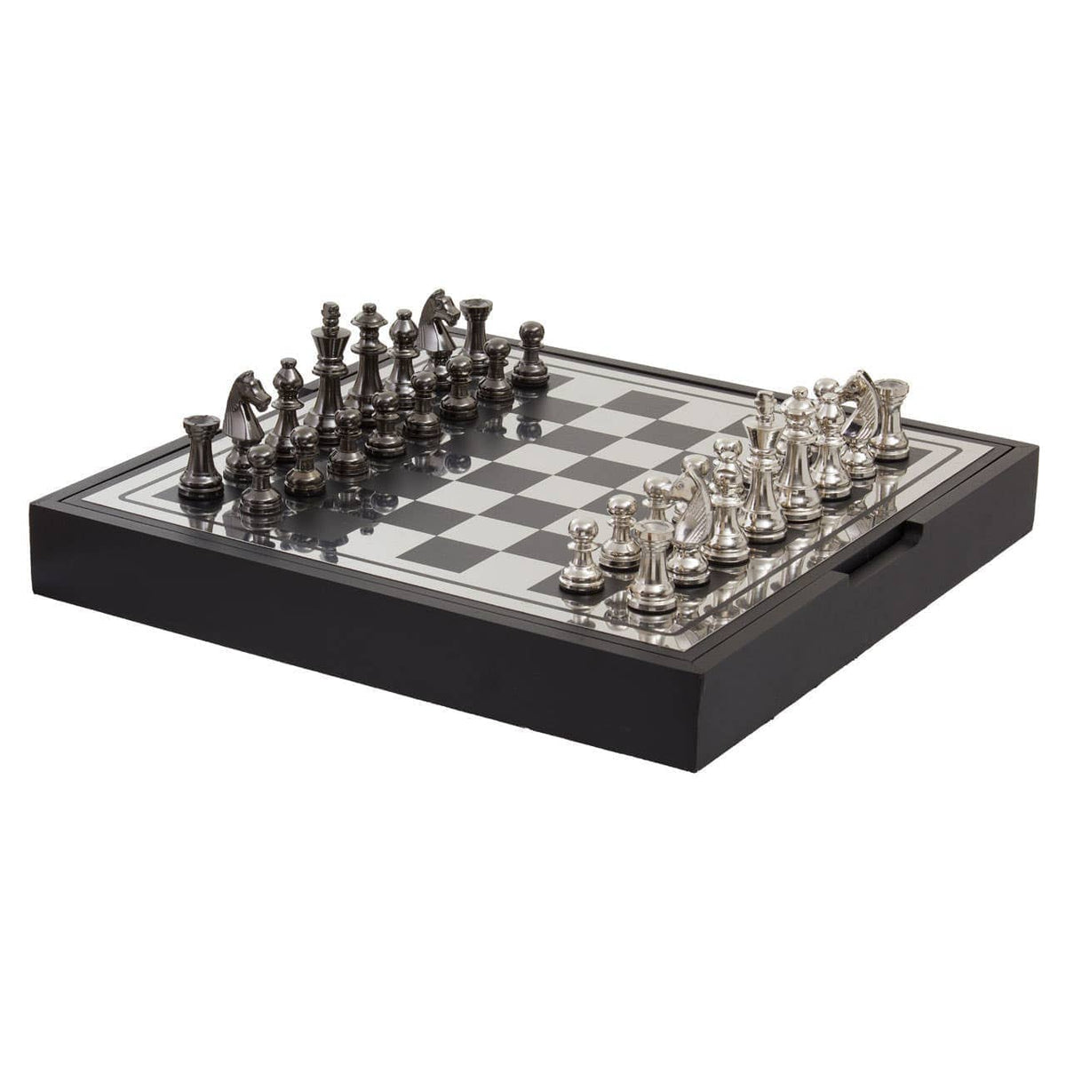 Hamilton Interiors Accessories Churchill Games Black and Silver Chess Set House of Isabella UK