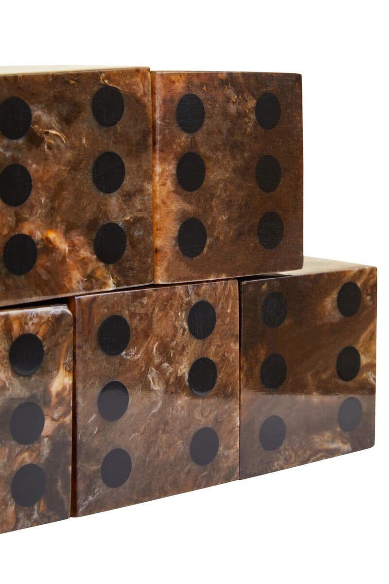 Hamilton Interiors Accessories Churchill Games Brown and Black Finish Five Dice Set House of Isabella UK