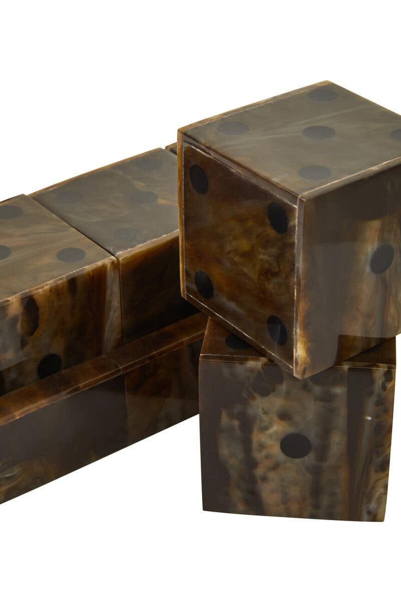 Hamilton Interiors Accessories Churchill Games Brown and Black Finish Five Dice Set House of Isabella UK