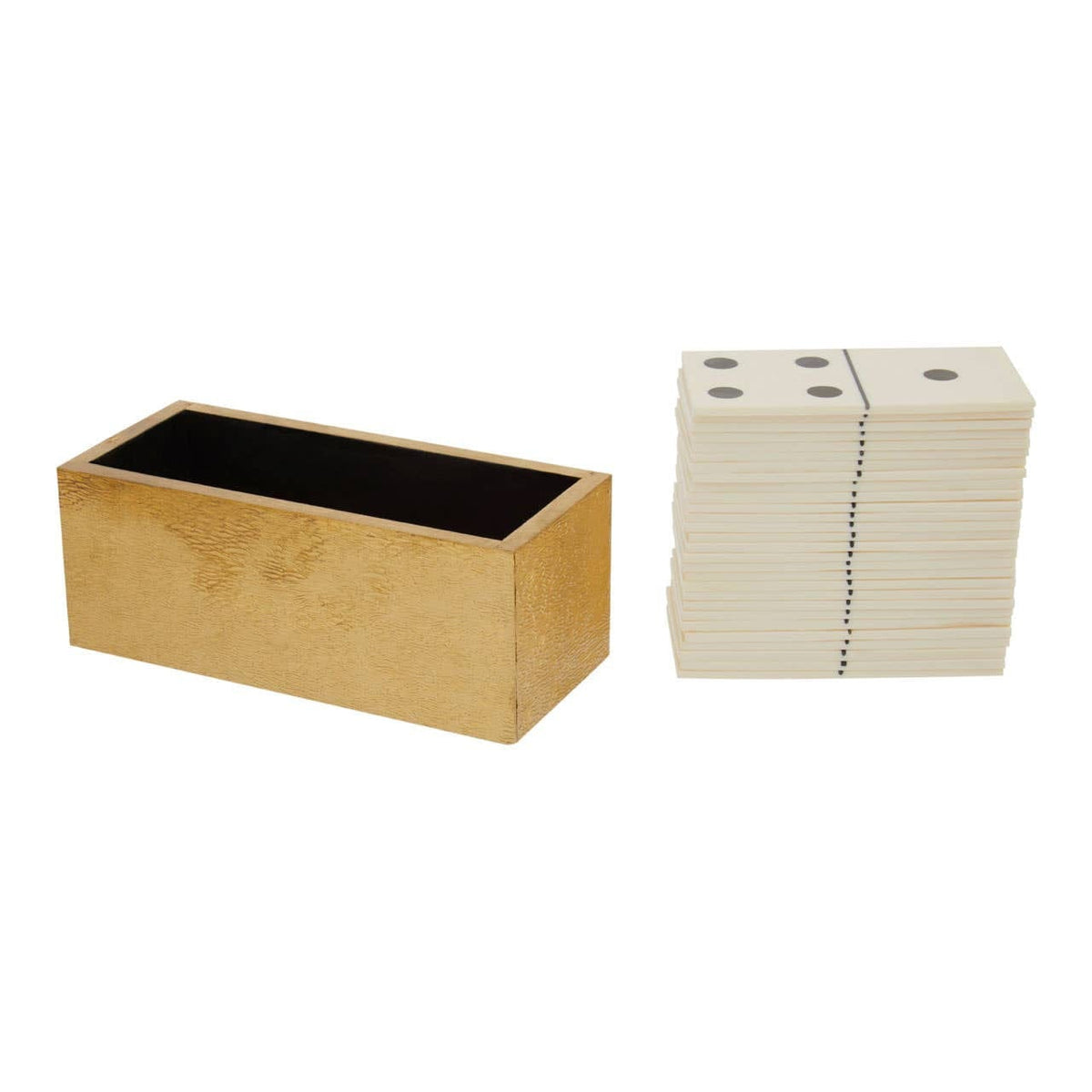 Hamilton Interiors Accessories Churchill Games White and Gold Domino Set with White Dominoes House of Isabella UK