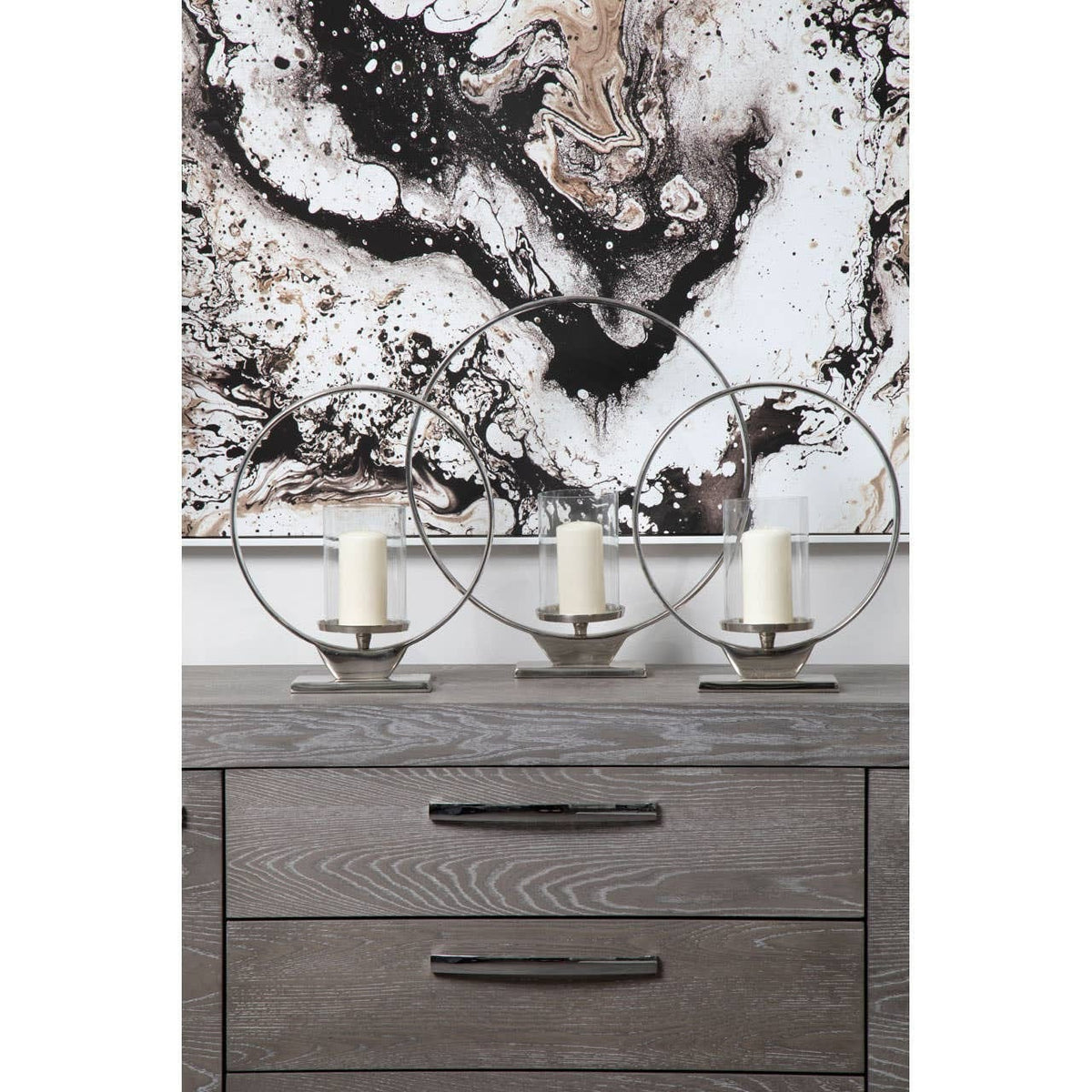 Hamilton Interiors Accessories Cirqua Medium Silver Finish Candle Holder House of Isabella UK