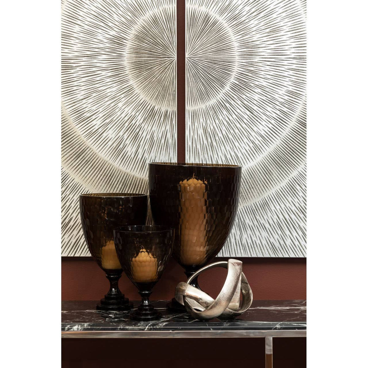 Hamilton Interiors Accessories Cortina Small Honeycomb Glass Candle Holder House of Isabella UK