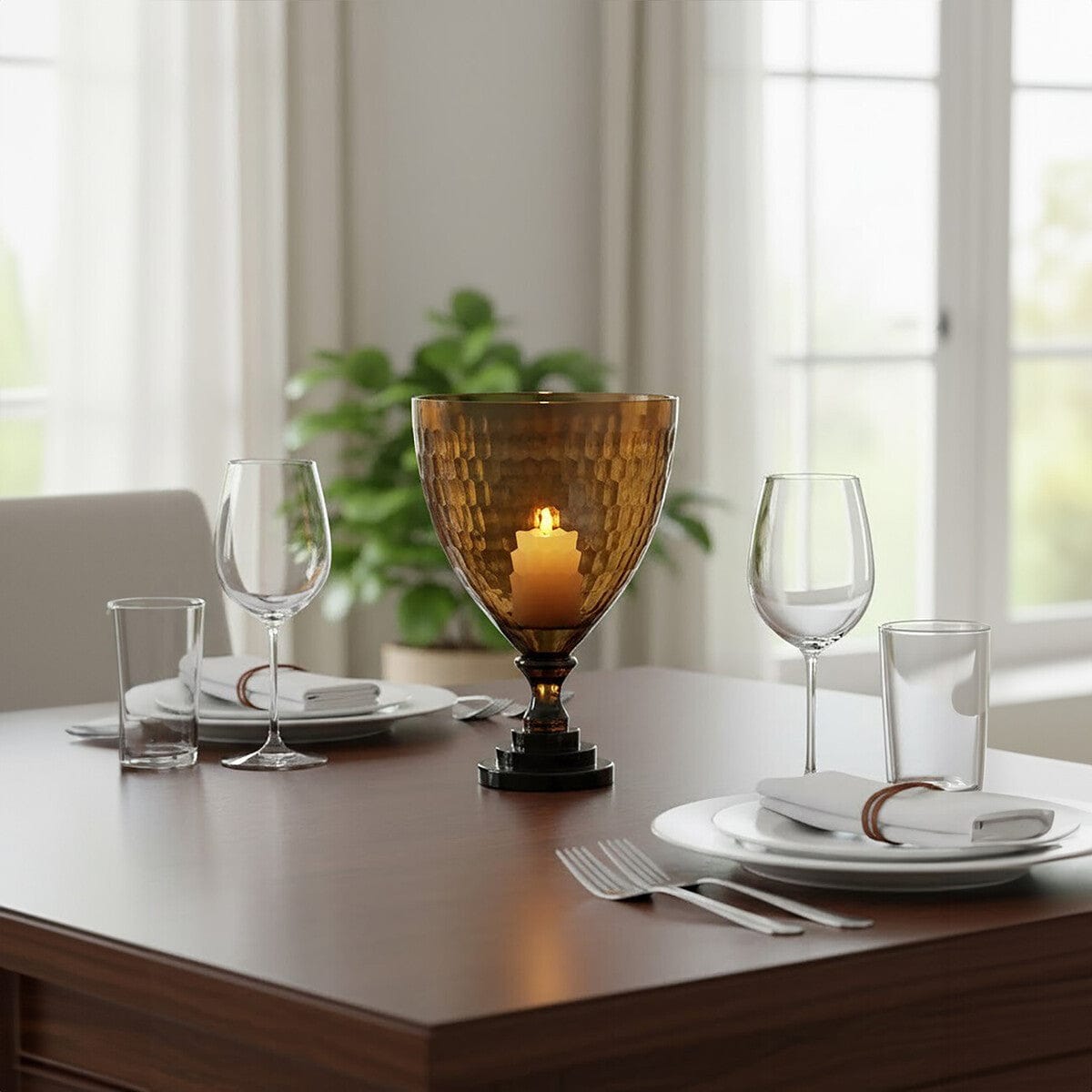 Hamilton Interiors Accessories Cortina Small Honeycomb Glass Candle Holder House of Isabella UK
