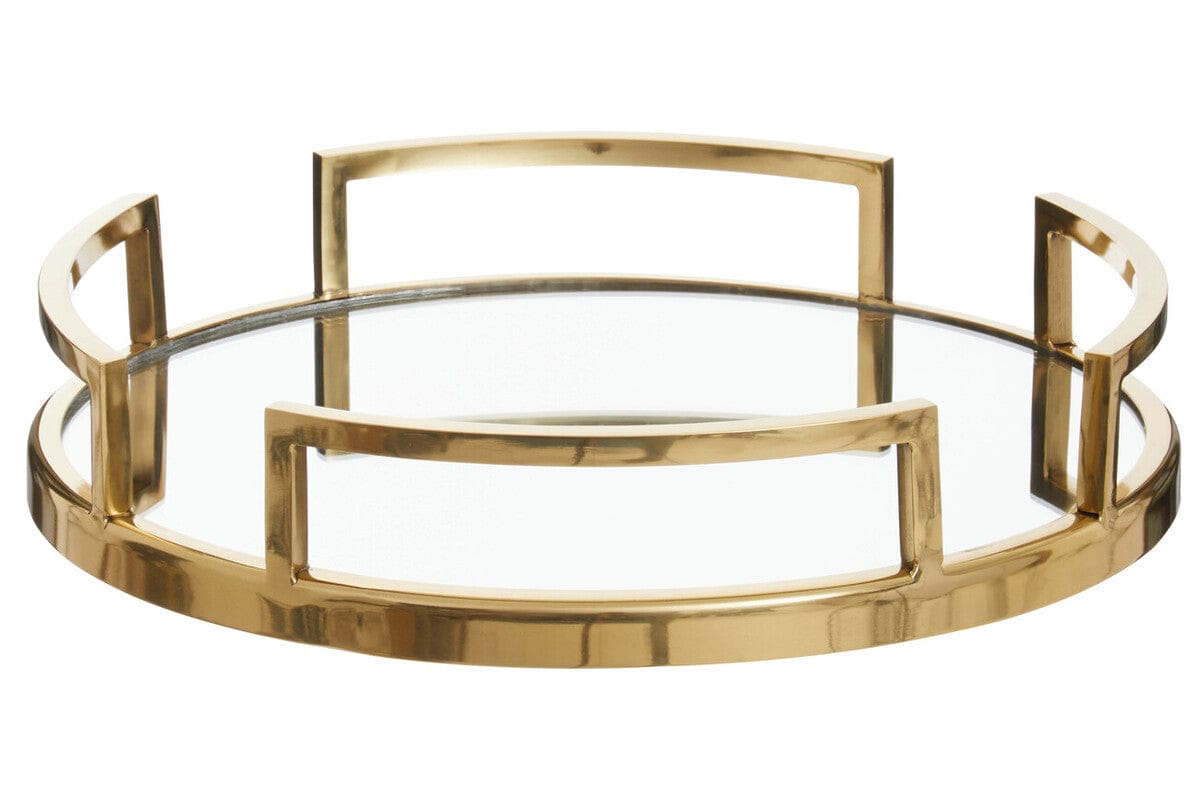 Hamilton Interiors Accessories Cruzar Gold Finish Mirrored Tray House of Isabella UK