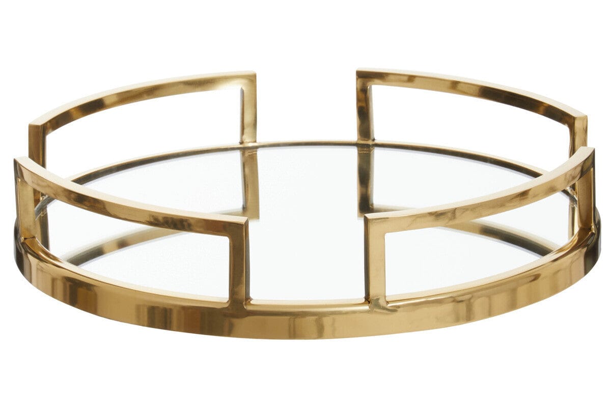 Hamilton Interiors Accessories Cruzar Gold Finish Mirrored Tray House of Isabella UK