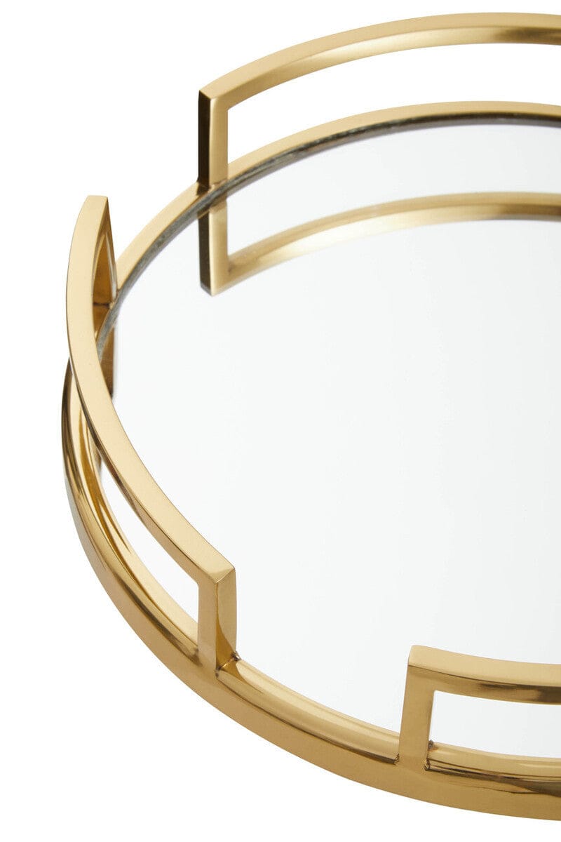 Hamilton Interiors Accessories Cruzar Gold Finish Mirrored Tray House of Isabella UK