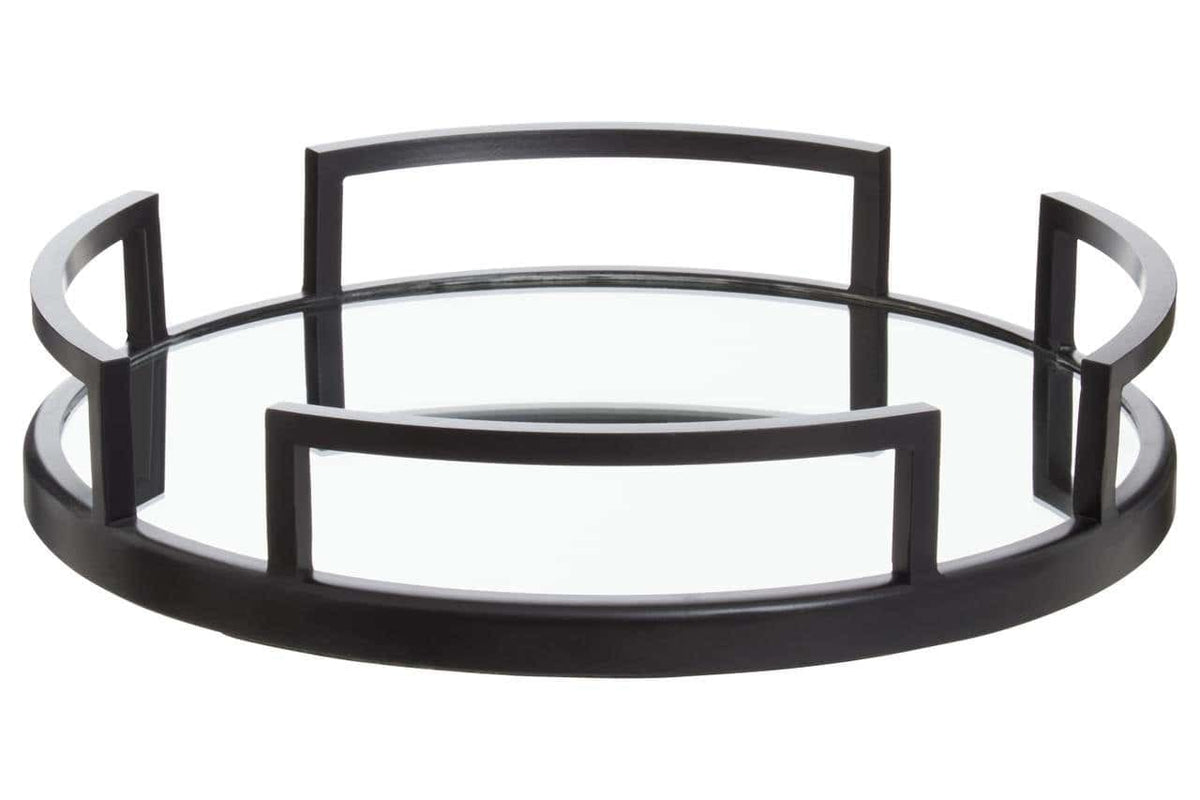 Hamilton Interiors Accessories Cruzar Matte Black Mirrored Tray House of Isabella UK