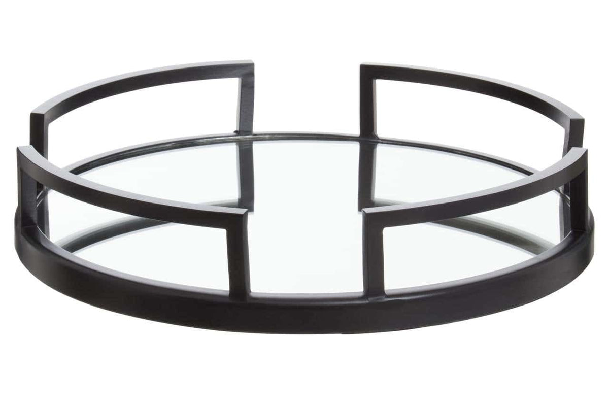 Hamilton Interiors Accessories Cruzar Matte Black Mirrored Tray House of Isabella UK