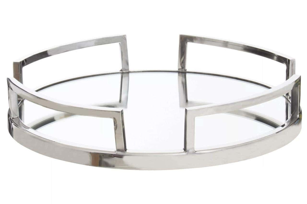 Hamilton Interiors Accessories Cruzar Silver Finish Mirrored Tray House of Isabella UK