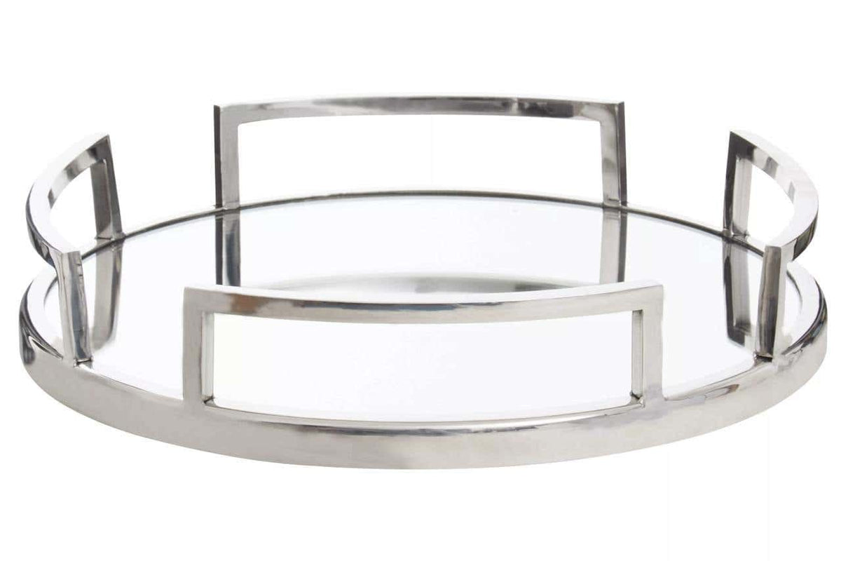 Hamilton Interiors Accessories Cruzar Silver Finish Mirrored Tray House of Isabella UK