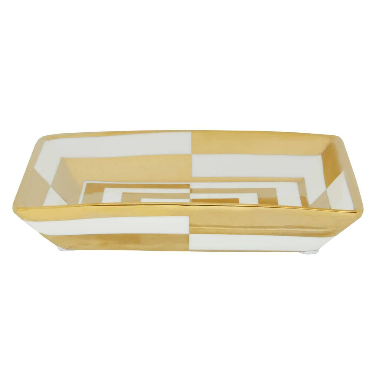 Hamilton Interiors Accessories Curva Ceramic Gold and White Dish House of Isabella UK