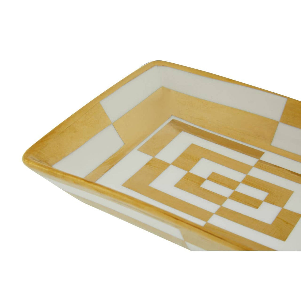 Hamilton Interiors Accessories Curva Ceramic Gold and White Dish House of Isabella UK