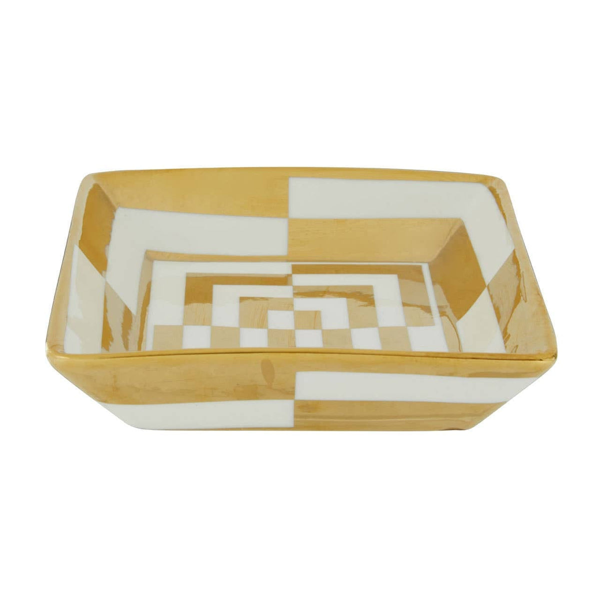 Hamilton Interiors Accessories Curva Ceramic Gold and White Dish House of Isabella UK