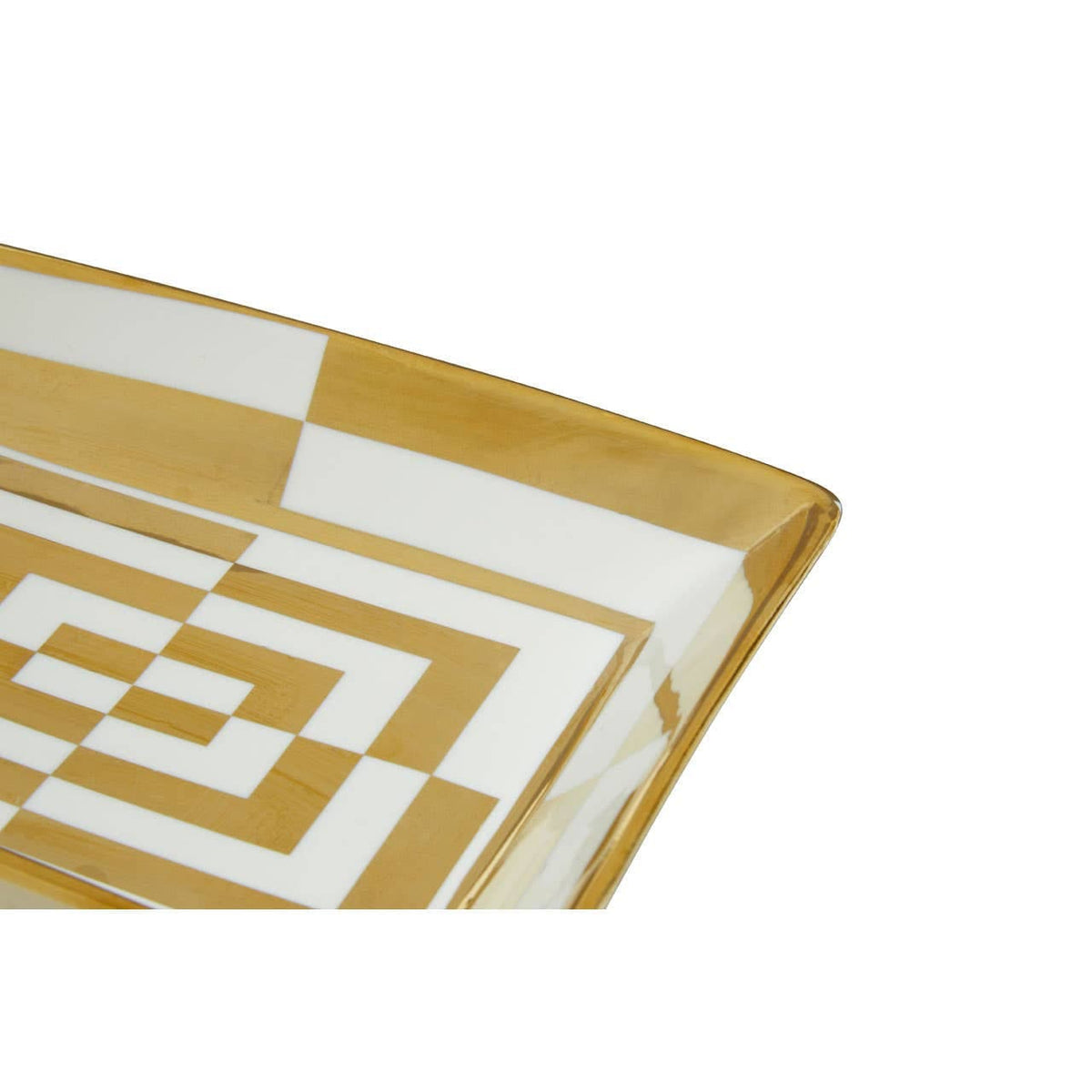 Hamilton Interiors Accessories Curva Ceramic Gold and White Dish House of Isabella UK