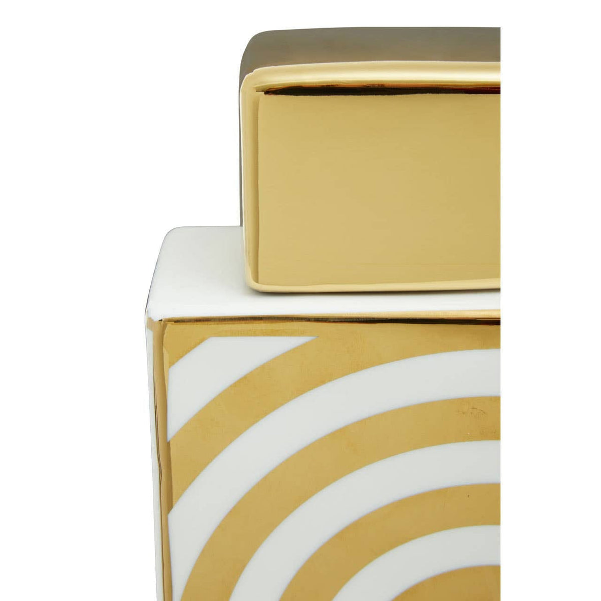Hamilton Interiors Accessories Curva Gold and White Ceramic Jar House of Isabella UK
