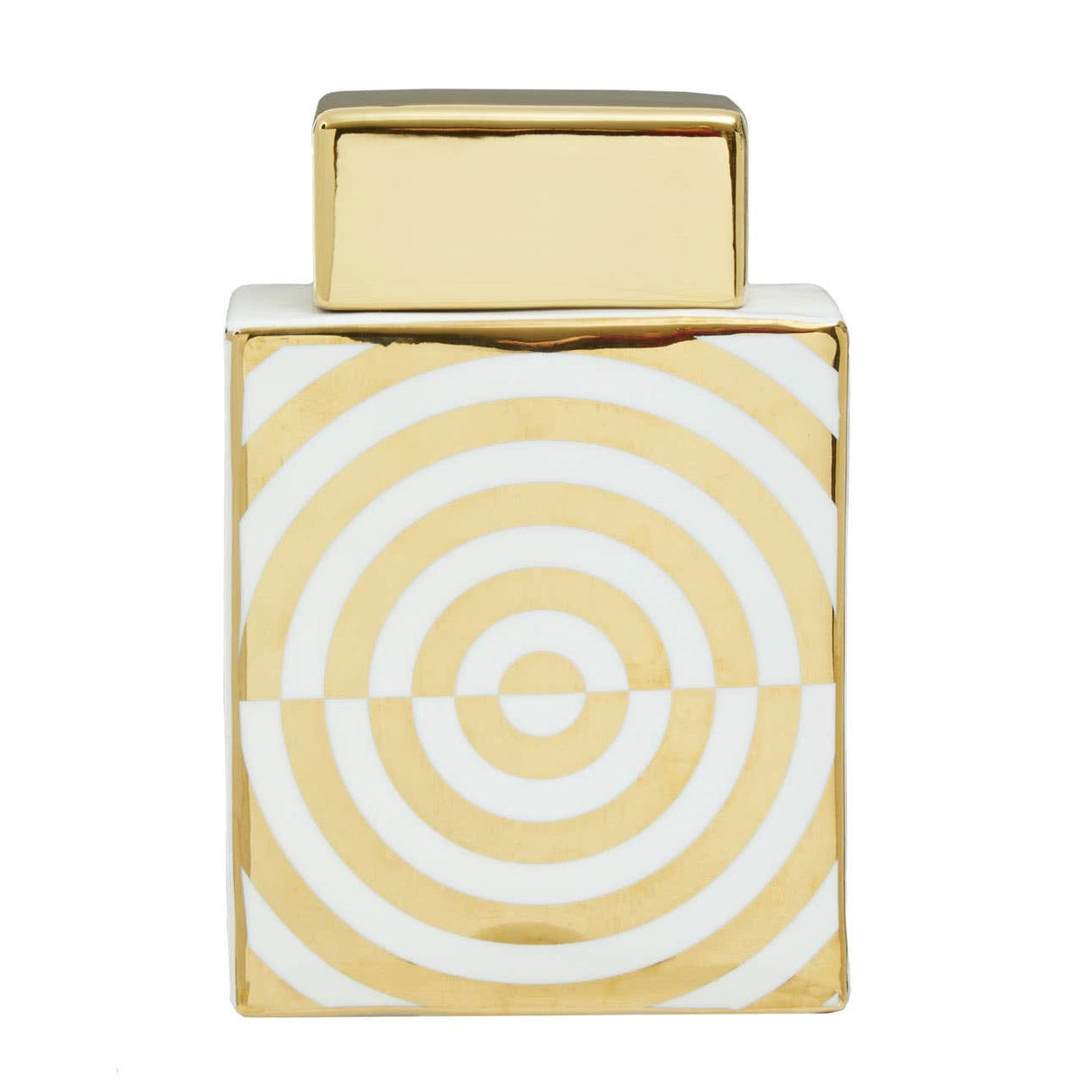 Hamilton Interiors Accessories Curva Gold and White Ceramic Jar House of Isabella UK