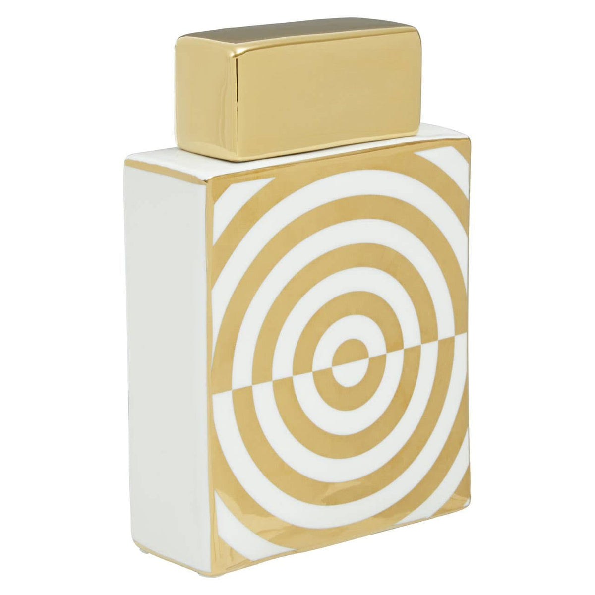 Hamilton Interiors Accessories Curva Gold and White Ceramic Jar House of Isabella UK