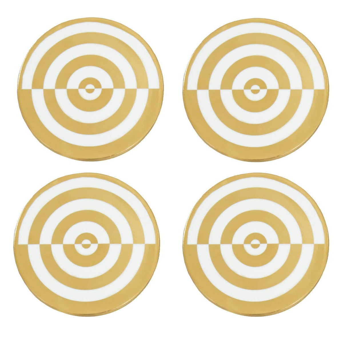 Hamilton Interiors Accessories Curva Gold and White  Set Of Four Coasters House of Isabella UK