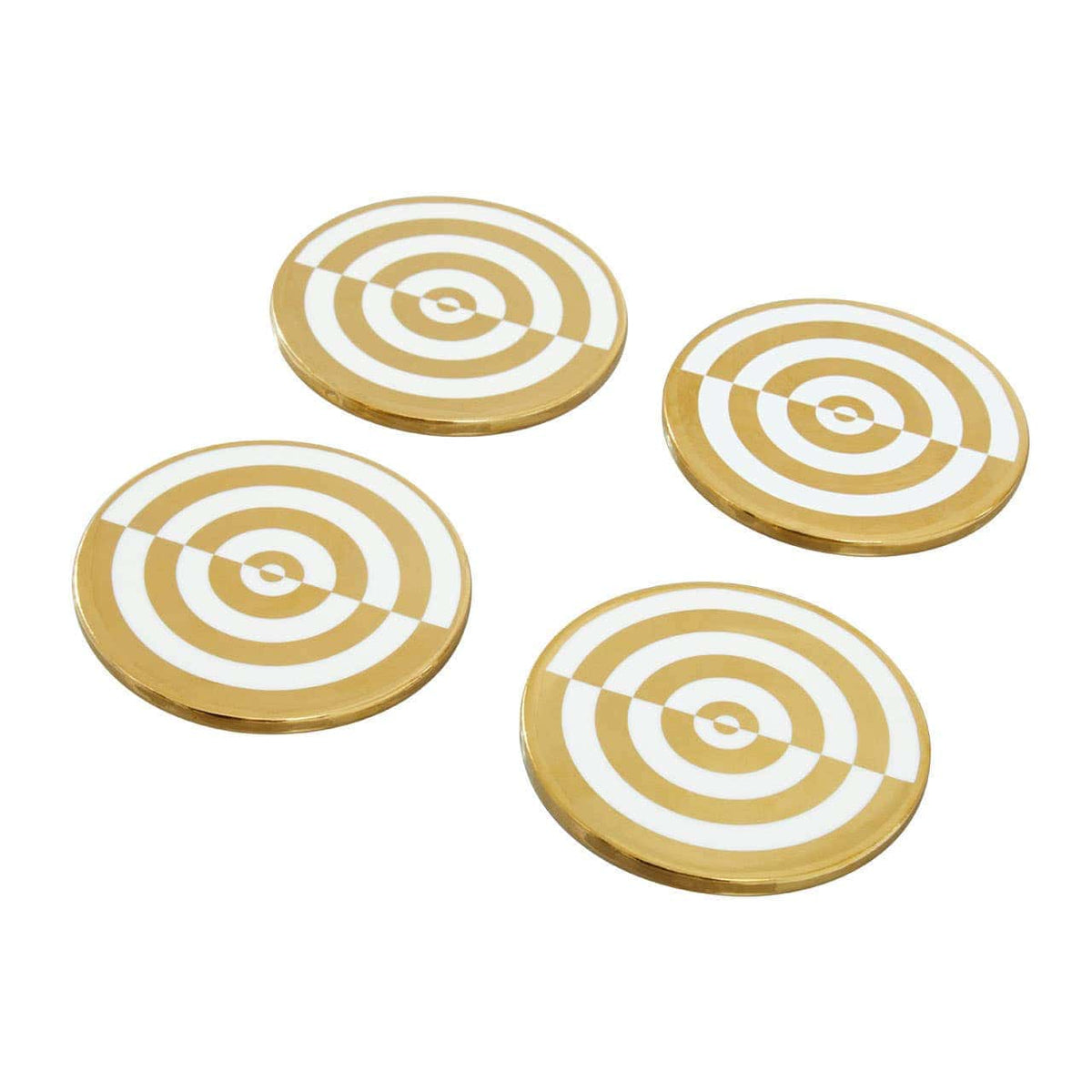 Hamilton Interiors Accessories Curva Gold and White  Set Of Four Coasters House of Isabella UK