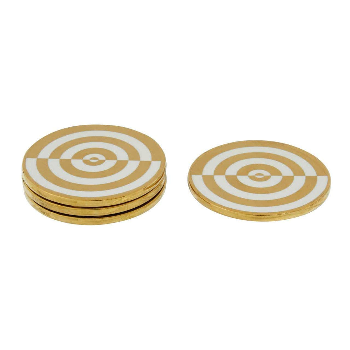 Hamilton Interiors Accessories Curva Gold and White  Set Of Four Coasters House of Isabella UK