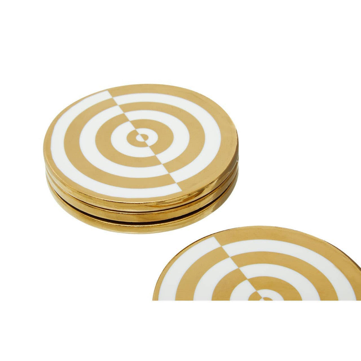 Hamilton Interiors Accessories Curva Gold and White  Set Of Four Coasters House of Isabella UK