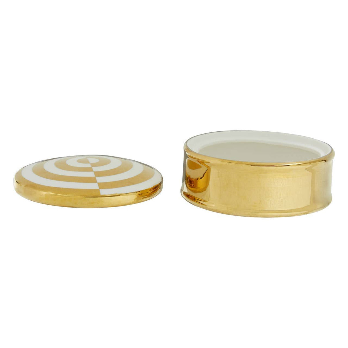 Hamilton Interiors Accessories Curva Round Gold and White Trinket Box House of Isabella UK