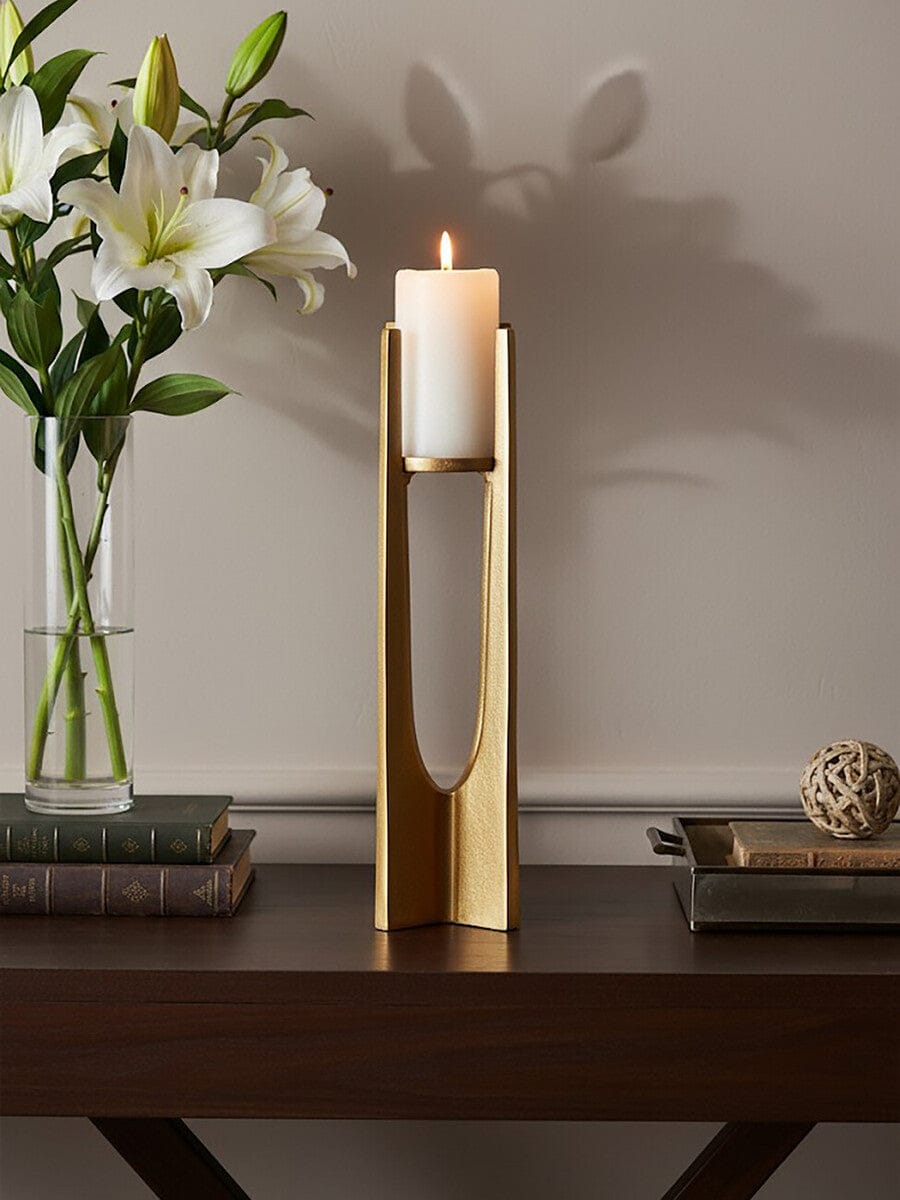 Hamilton Interiors Accessories Dante Large Gold Finish Candle Holder House of Isabella UK
