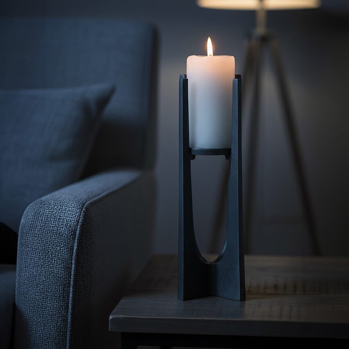 Hamilton Interiors Accessories Dante Small Washed Grey Finish Candle Holder House of Isabella UK