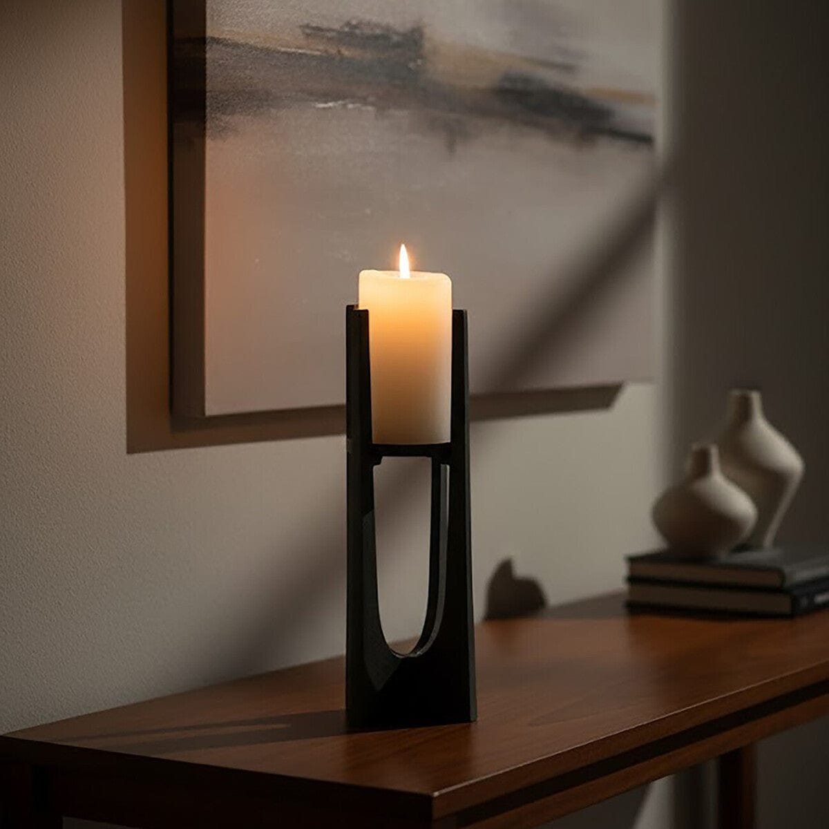 Hamilton Interiors Accessories Dante Small Washed Grey Finish Candle Holder House of Isabella UK