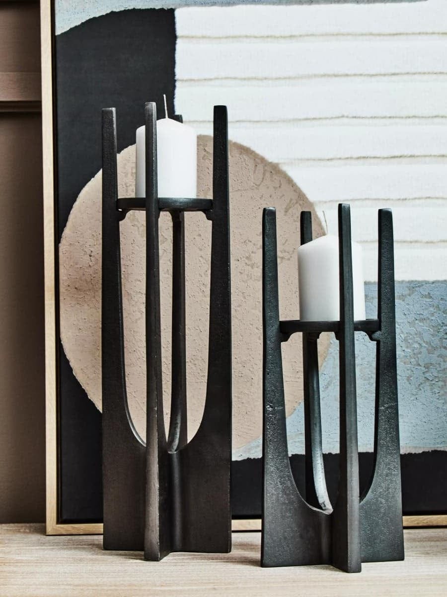 Hamilton Interiors Accessories Dante Small Washed Grey Finish Candle Holder House of Isabella UK