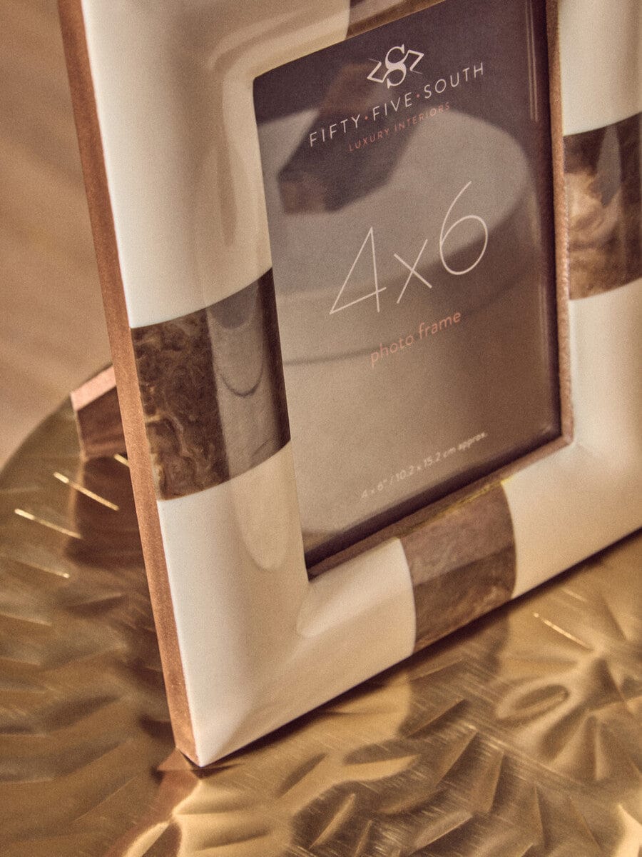 Hamilton Interiors Accessories Decio 4In x 6In Cream And Brown Finish Photo Frame House of Isabella UK