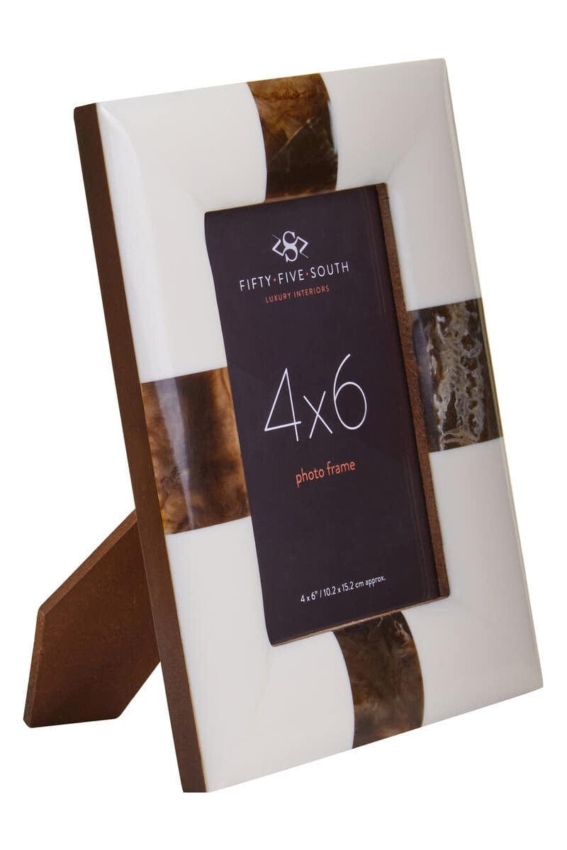 Hamilton Interiors Accessories Decio 4In x 6In Cream And Brown Finish Photo Frame House of Isabella UK