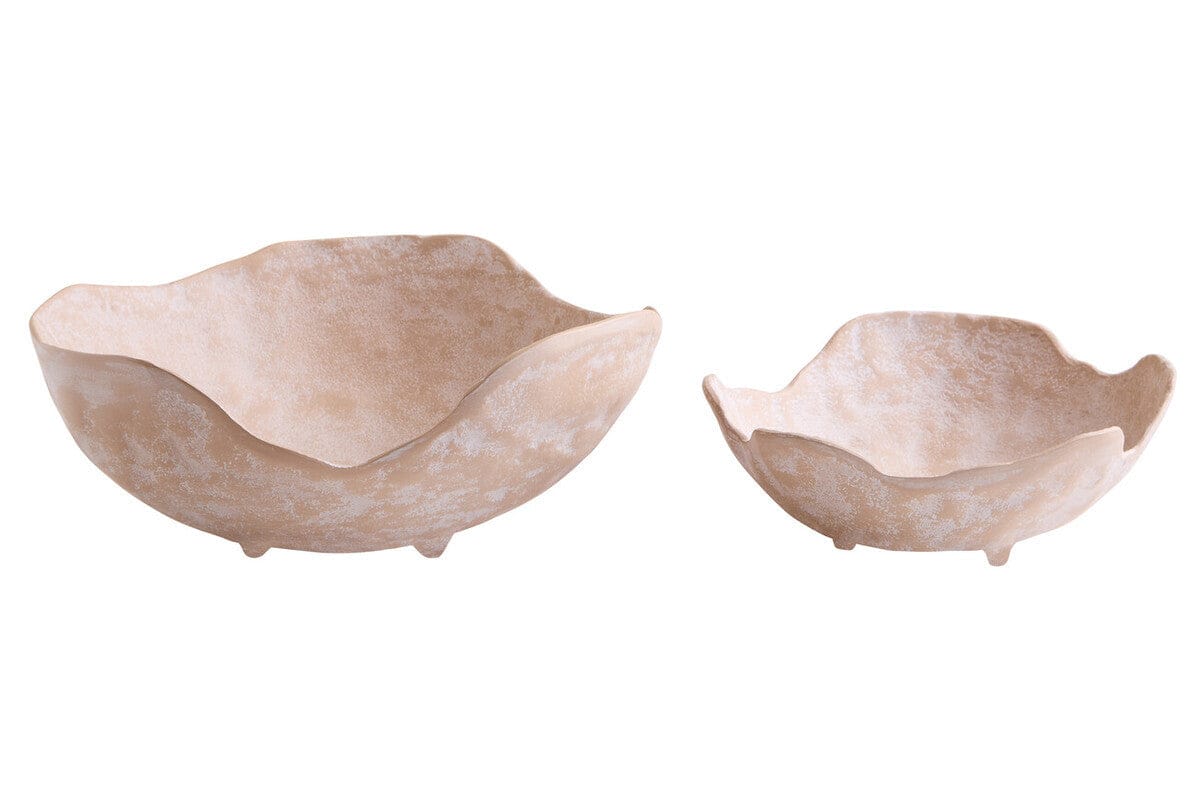 Hamilton Interiors Accessories Densita Set of Two Textured Beige Whitewash Bowls House of Isabella UK