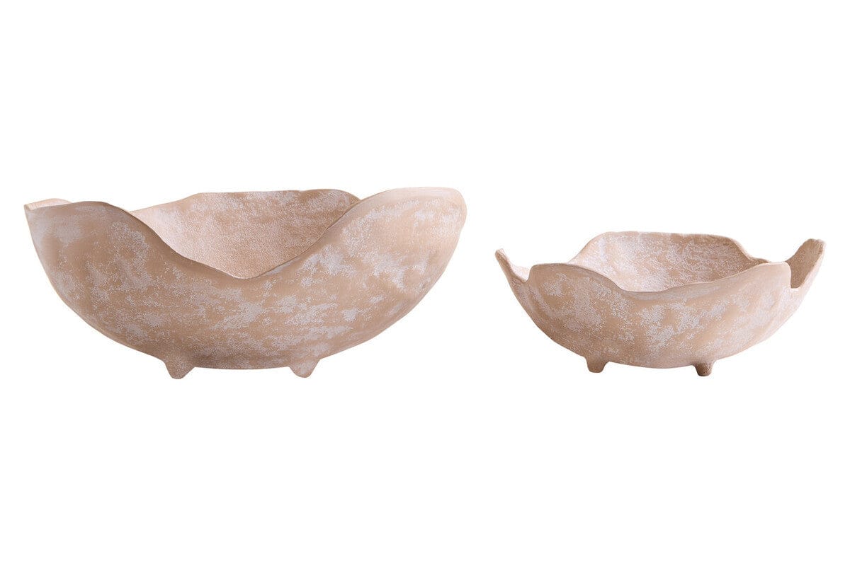 Hamilton Interiors Accessories Densita Set of Two Textured Beige Whitewash Bowls House of Isabella UK