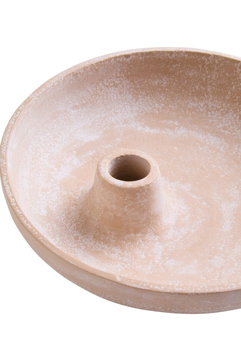 Hamilton Interiors Accessories Densita Textured Beige Whitewash Candle Holder House of Isabella UK