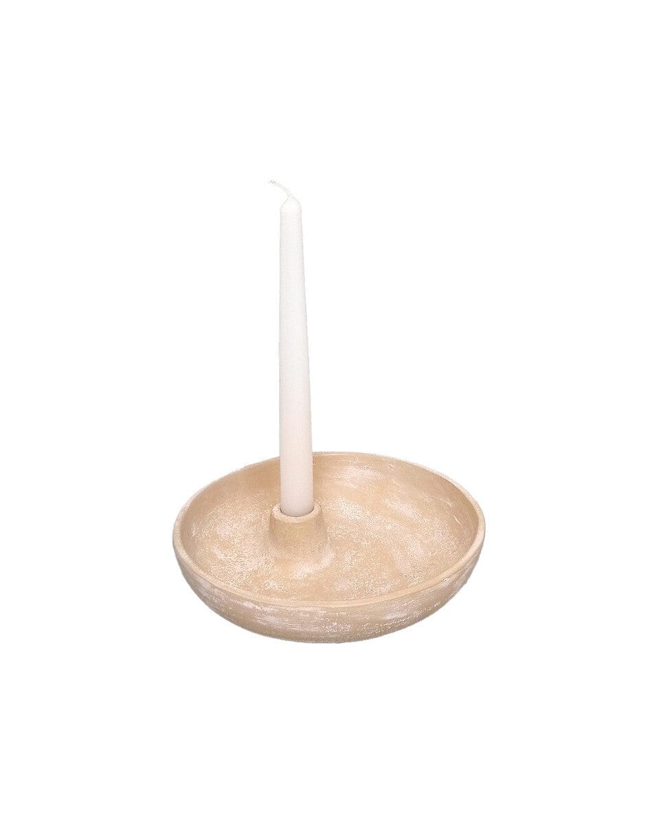 Hamilton Interiors Accessories Densita Textured Beige Whitewash Candle Holder House of Isabella UK