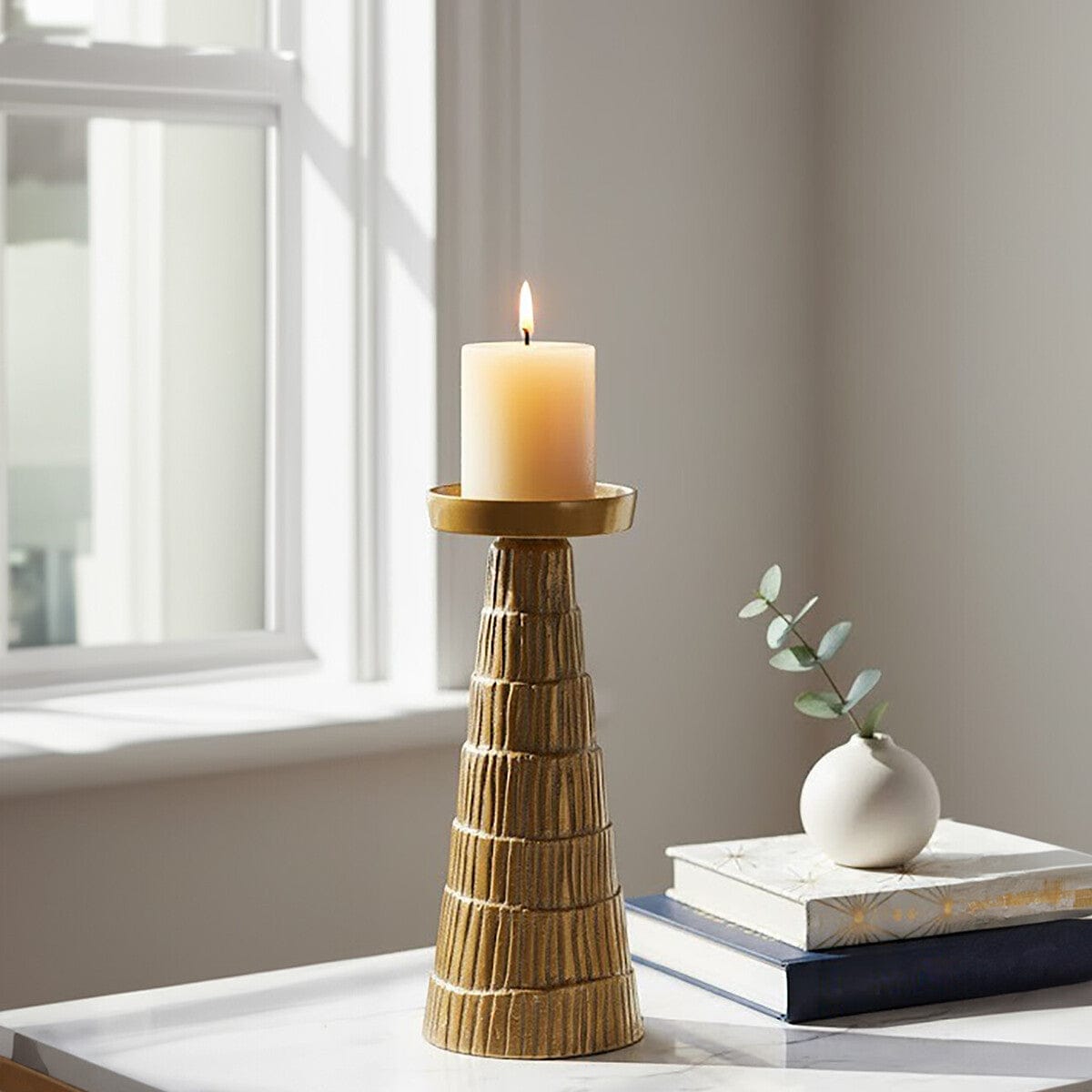 Hamilton Interiors Accessories Deomali Large Gold Finish Candle Holder House of Isabella UK