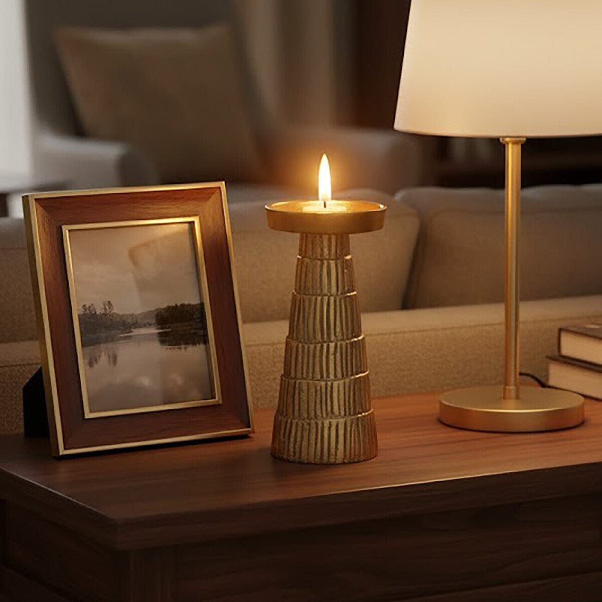 Hamilton Interiors Accessories Deomali Small Gold Finish Candle Holder House of Isabella UK