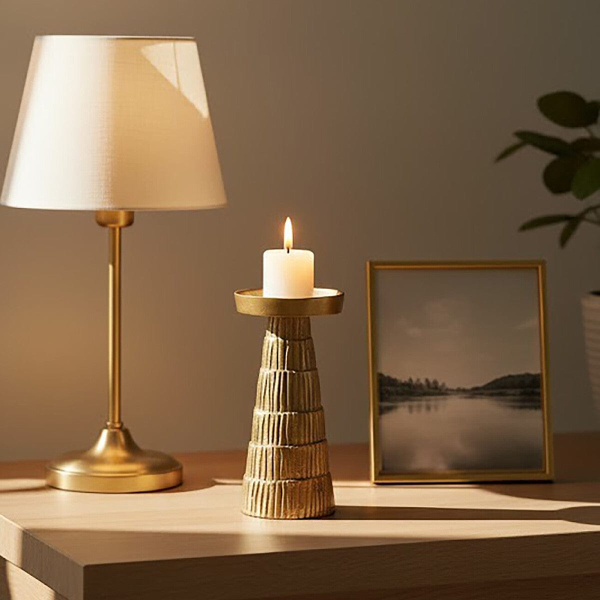 Hamilton Interiors Accessories Deomali Small Gold Finish Candle Holder House of Isabella UK