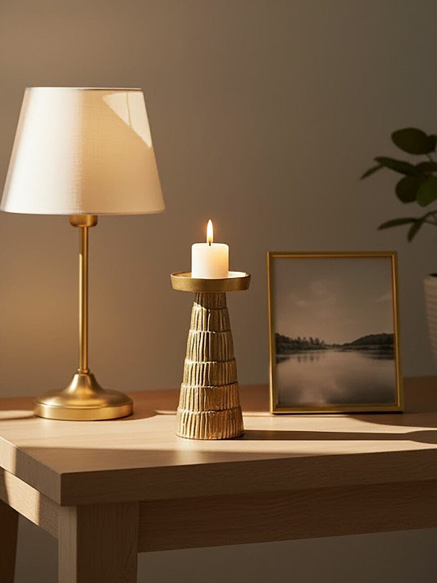 Hamilton Interiors Accessories Deomali Small Gold Finish Candle Holder House of Isabella UK